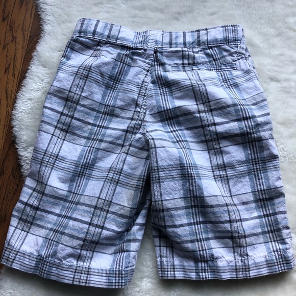 Boys White & Blue Plaid Adjustable Bermuda Shorts - Picture 4 of 4